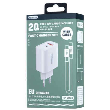 Remax 20W USB+C Charger with C to C Cable RP-U120
